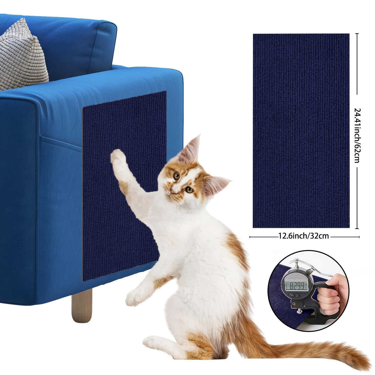 Self-Adhesive Cat Scratch Furniture Protector, Trimmable Scratching Mat for Sofa and Wall Coverage, Three Size Options and Eight Colors
