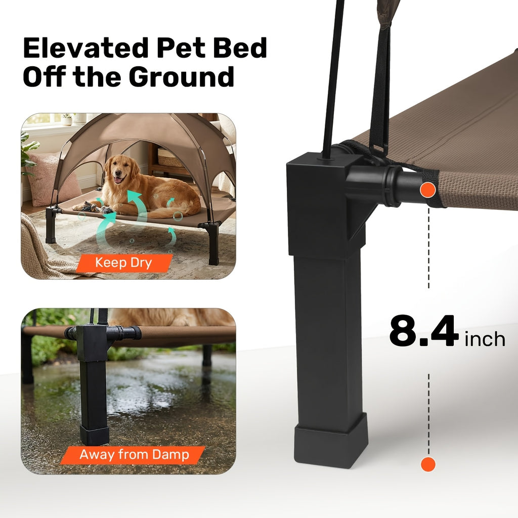Outdoor Dog Bed with Removable Canopy, Portable Elevated Pet Cot in 42, 51 and 58 Inch Options for Dogs and Cats, Patio and Camping Rest