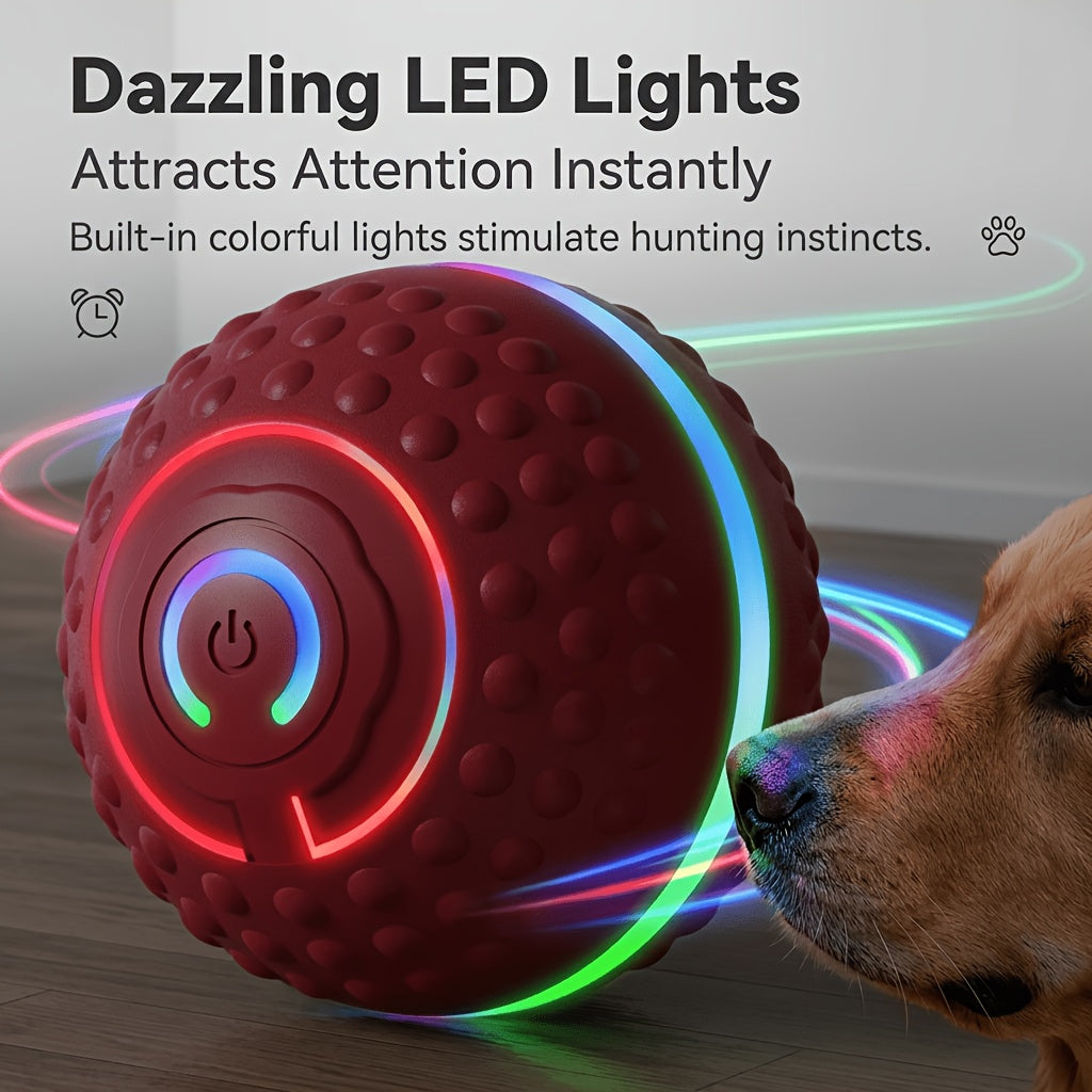 Electric Rolling Dog Toy Ball in Red, Automatic Moving Pet Ball for Interactive Chase Games, Supervised Playtime and Everyday Enrichment