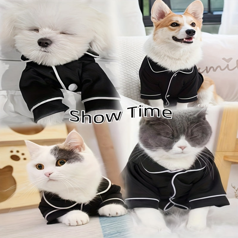 Dog Pajamas for Small Breeds, Soft Stretchable Breathable Pet Sleepwear in Black or Cute White Bear, XS to XL for Cozy Indoor Lounging