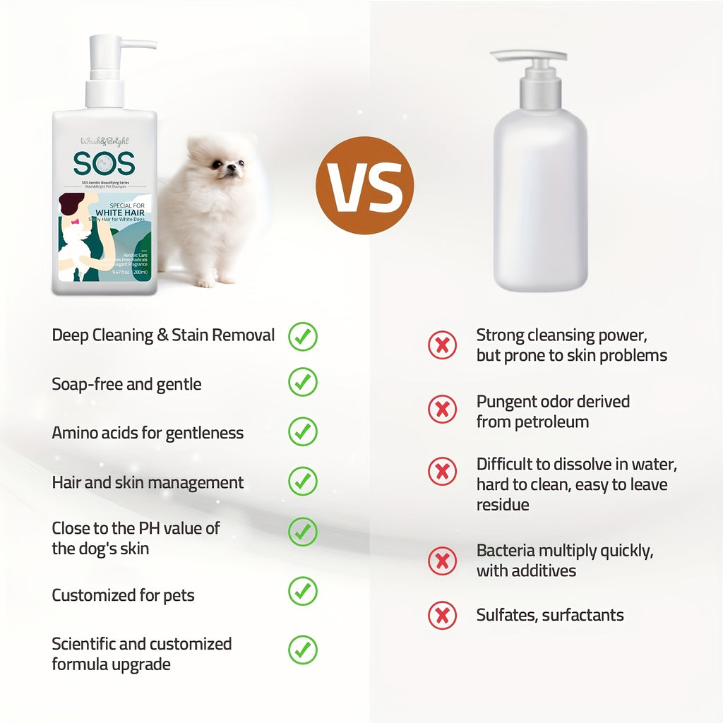 Dog Whitening Shampoo for White Coats, Natural Fragrance & Fluffy Coat Options for At-Home Bath Time and Pet Grooming Care | Goodie Pet