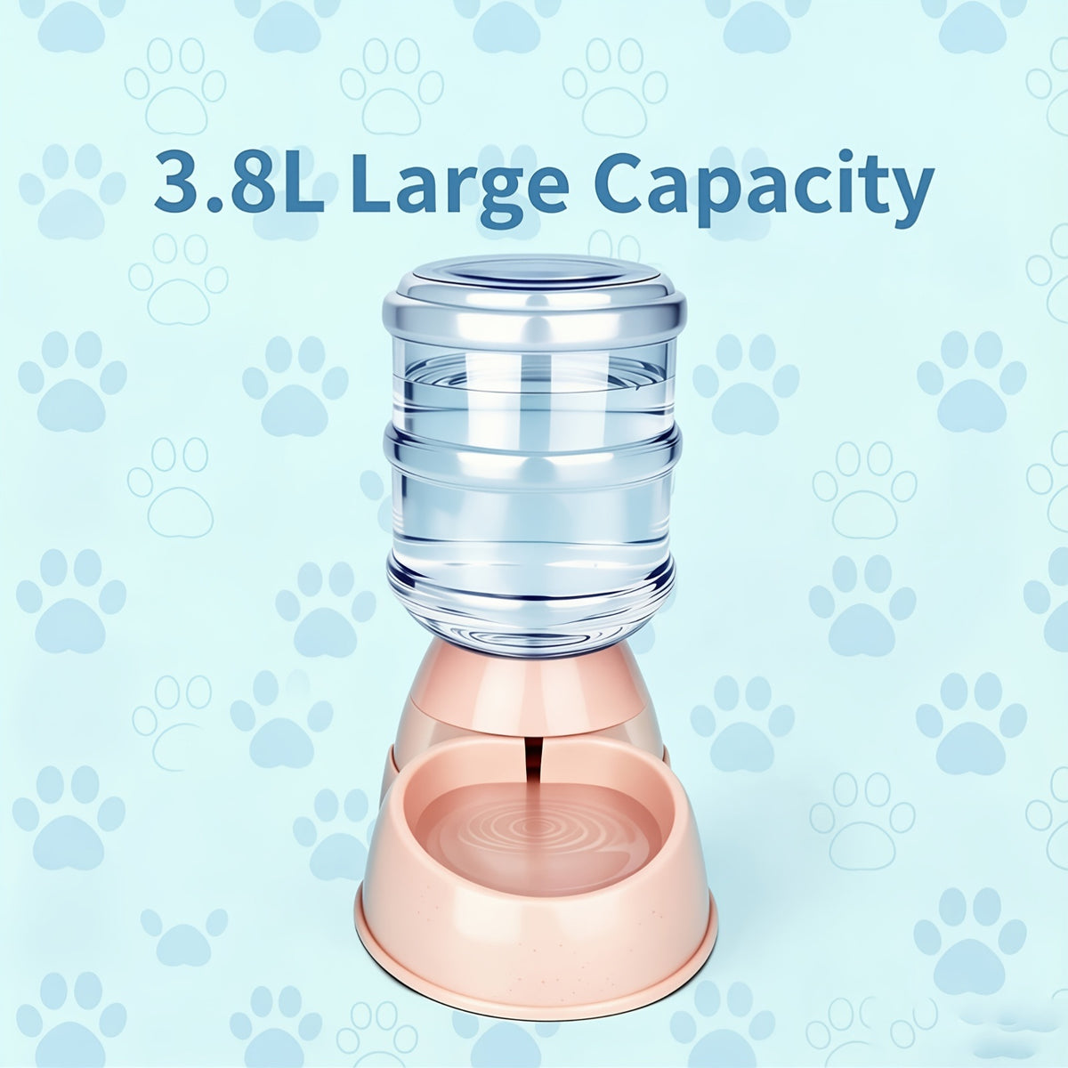 Gravity Pet Dispenser for Food or Water, Battery-Free Feeder or 1 Gallon Waterer with Clear Reservoir for Cats and Small to Medium Dogs, Three Colors