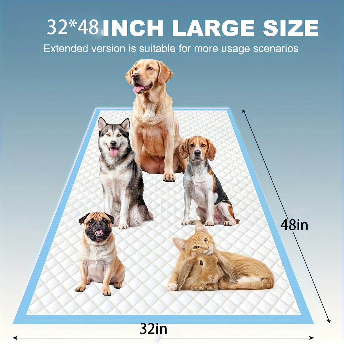 Dog Pee Pads with Diamond Quilted Surface, Disposable Absorbent Puppy Potty Training Pads with PE Backing, Multiple Sizes and 40 to 100 Count Options