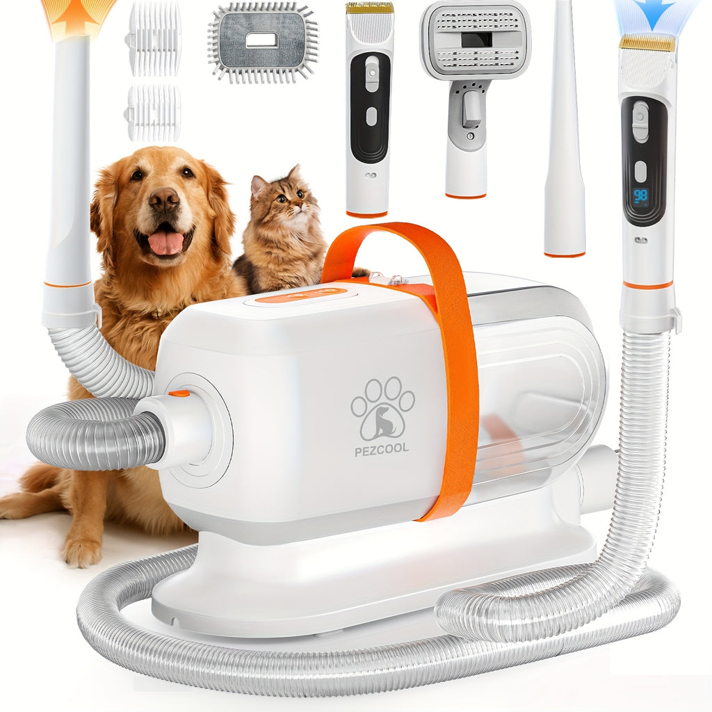 Dog Grooming Vacuum with Dryer Function, 74.39 oz Dust Cup, Low-Noise Pet Hair Collection and Grooming Tools for At-Home Shedding Care