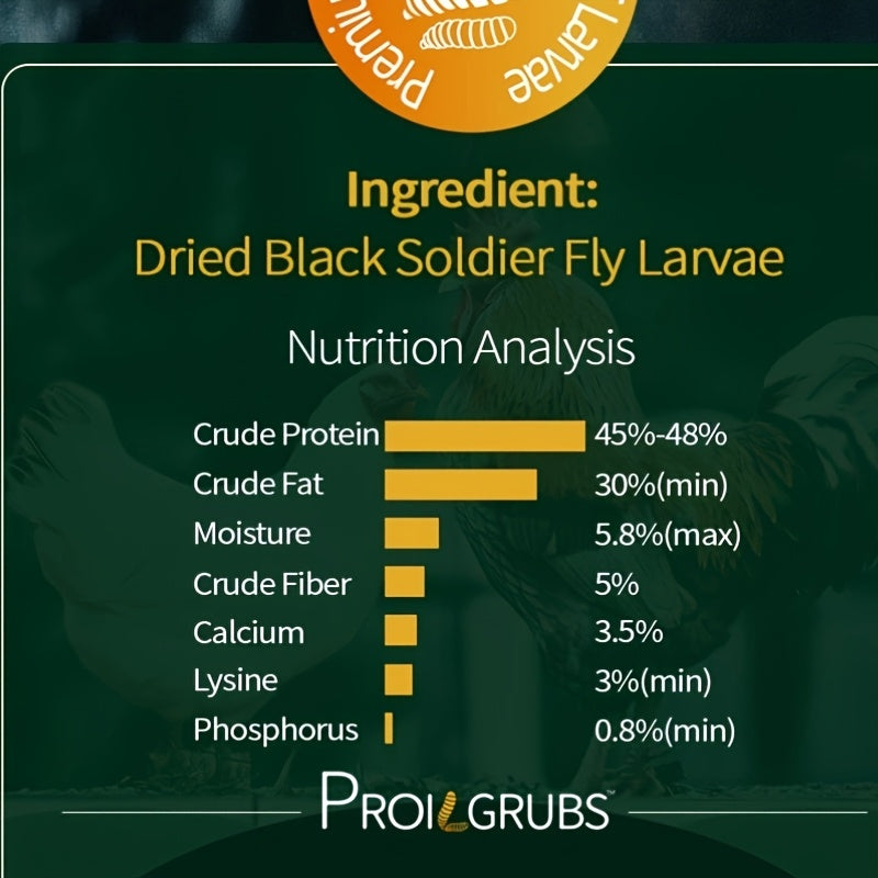 Dried BSFL Chicken Treats, Black Soldier Fly Larvae in 3.5 to 14 oz Packs for Backyard Poultry Snacks, Duck Feeding and Wild Bird Feeders