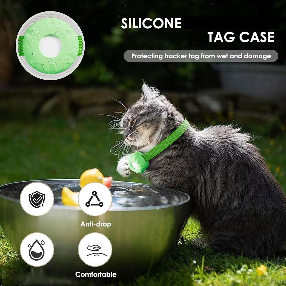 Cat Tracker Tag for Pet Collars, Lightweight Compact Pet Locator for Everyday Belongings and Cat Owner Routines, One Size in Six Color Options