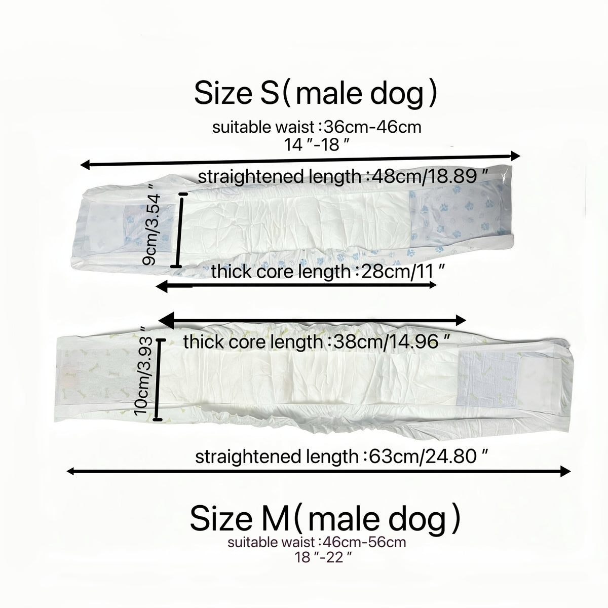 Disposable Dog Diapers 12 Pack with Adjustable Fasteners, Absorbent Male and Female S or M Options for Puppy Training, Senior Dog Accidents and Travel