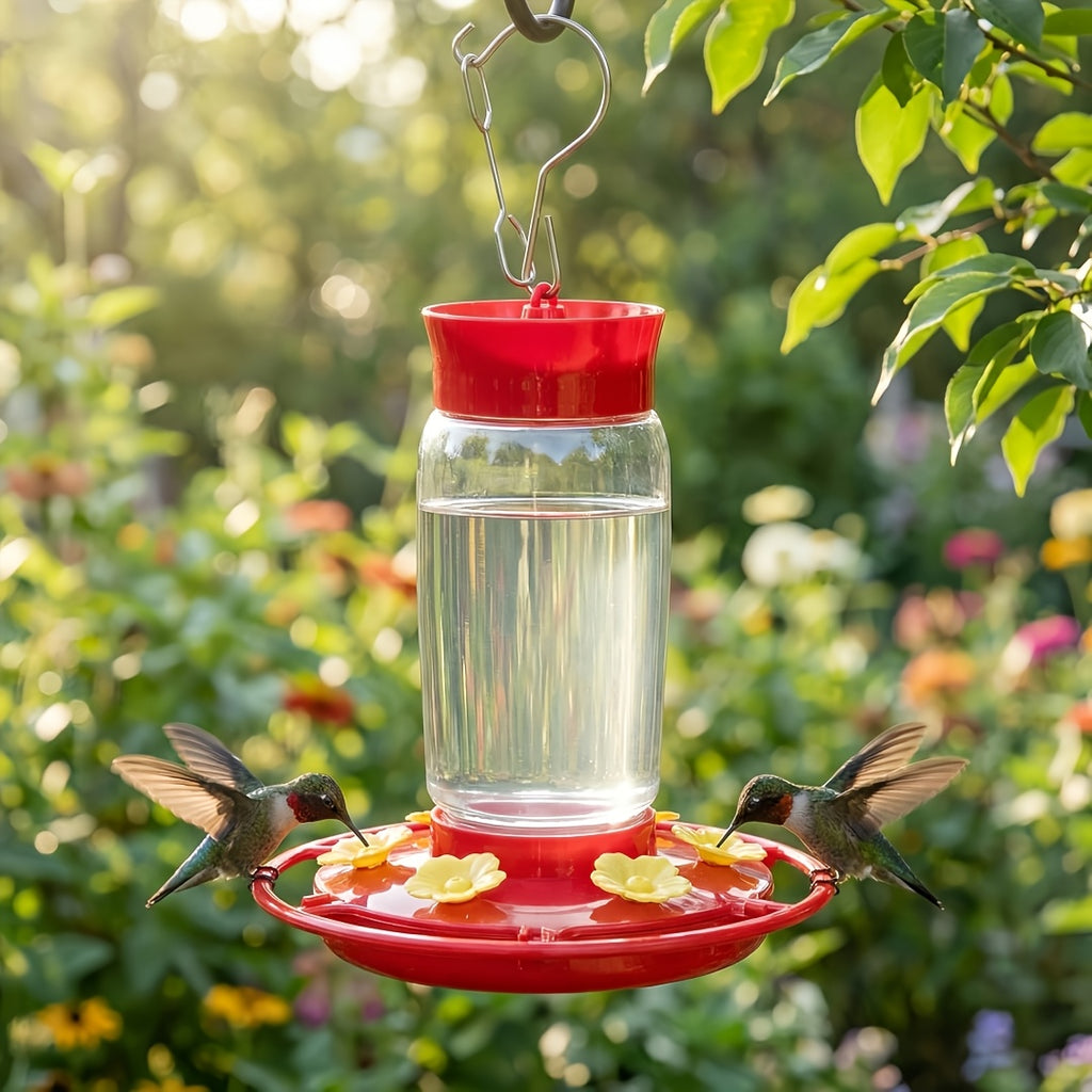 Hummingbird Feeders for Outdoors Hanging, 2-Pack Red 20 oz Nectar Feeders with Ant Moat, Six Flower Feeding Ports and Circular Perch
