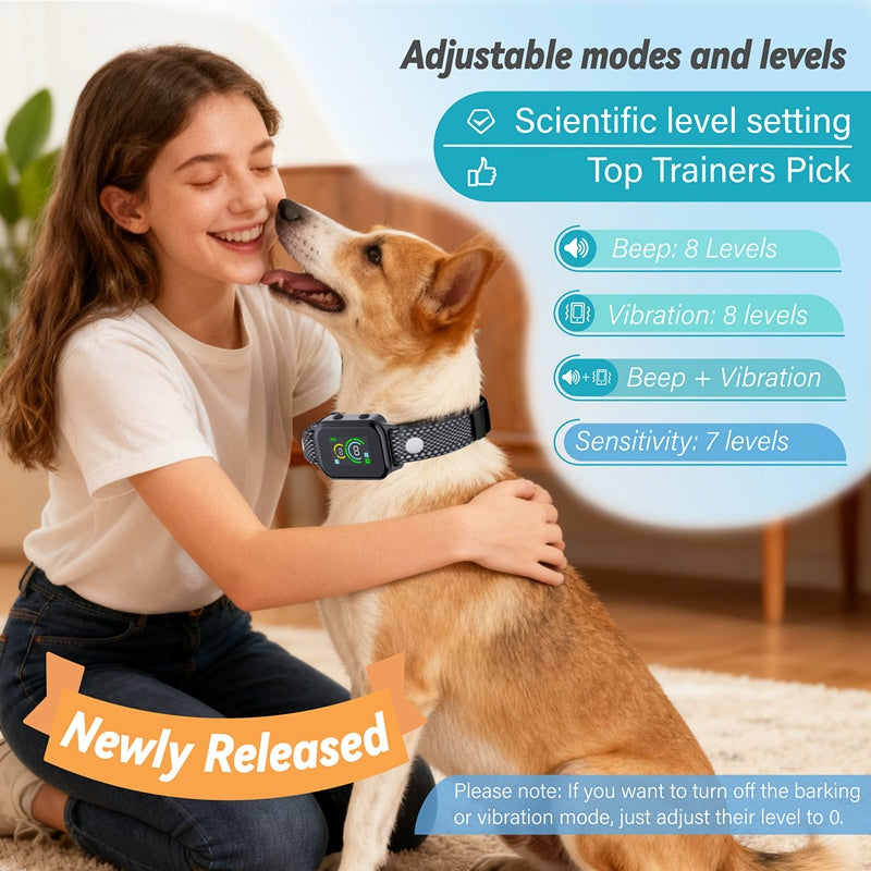 USB No Shock Bark Collar for Dogs, Nylon Electronic Bark Control Training Collar in 1 or 2 Pack Options for Owner-Supervised Training Routines