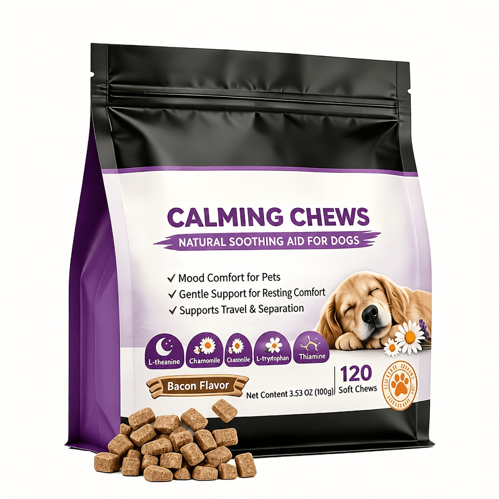 Pet Calming Soft Chews in Chicken Flavor, Bagged Supplement for Dogs and Cats with 1 or 2 Piece Options for Owner-Managed Wellness Routines