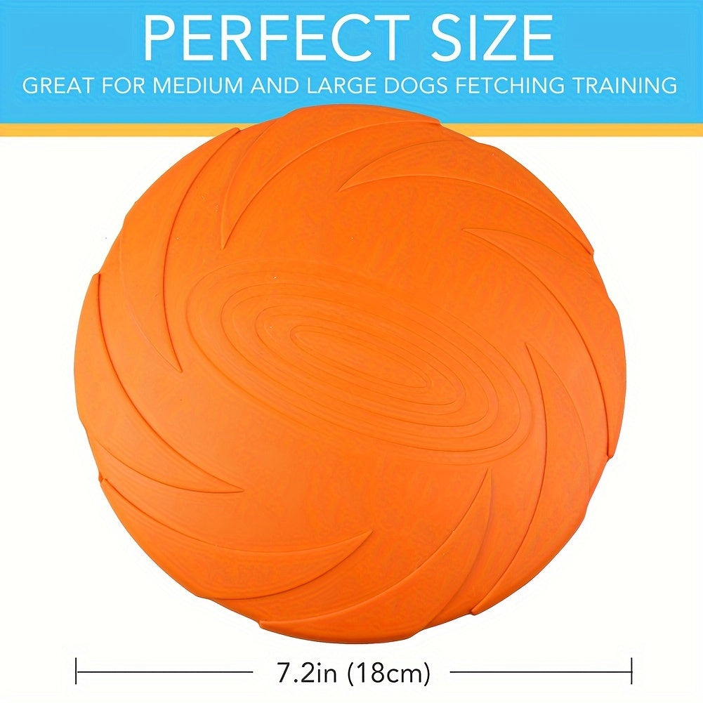 Rubber Dog Flying Disc Set, 2 Pack Approx. 7 Inch Floating Fetch Toys in Orange and Green for Supervised Outdoor Retrieval and Beach Play
