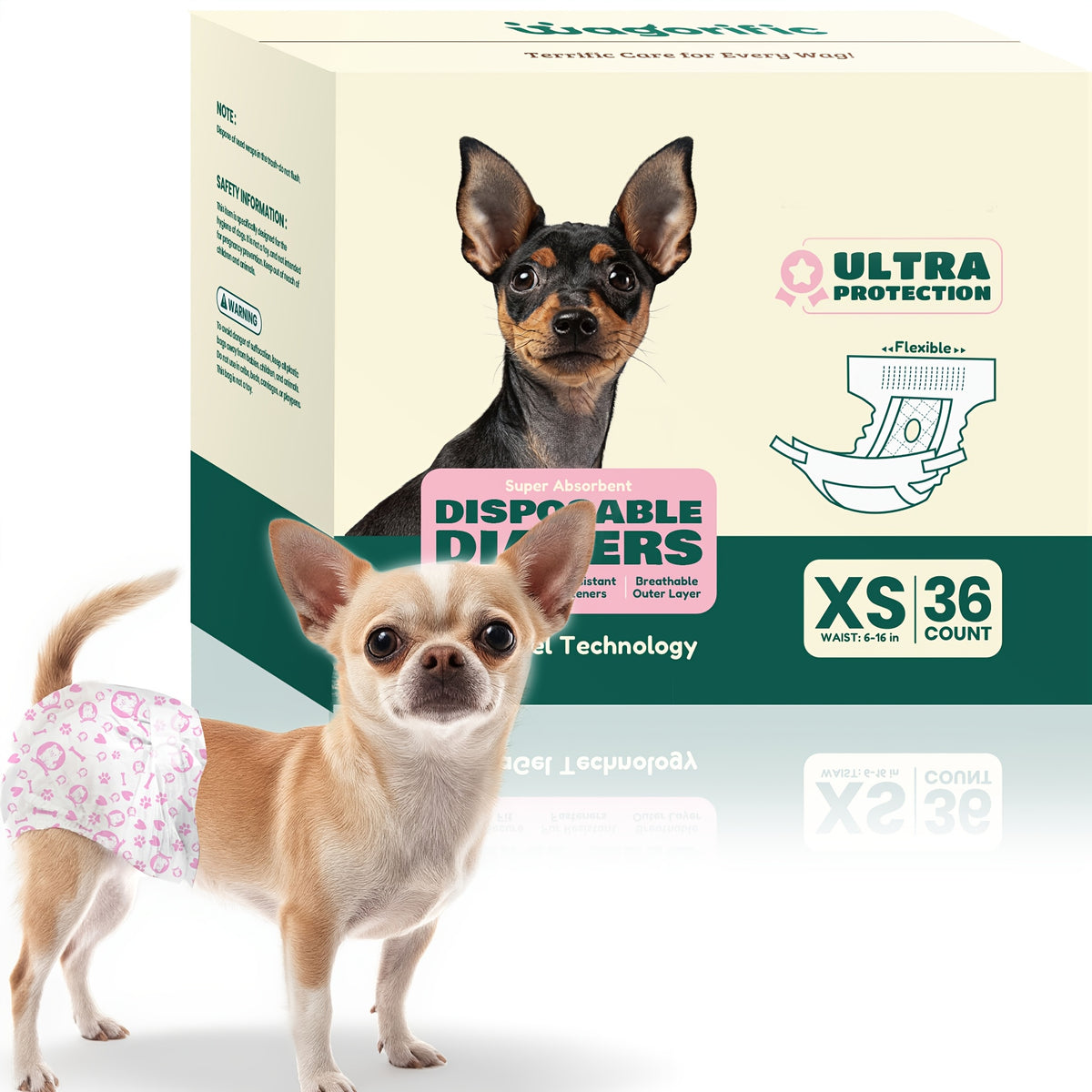 Disposable Male Dog Wraps with 5-Layer Absorbent Protection, Soft Breathable Dog Diapers in A001 or A004 Options for Supervised Indoor Accident Care
