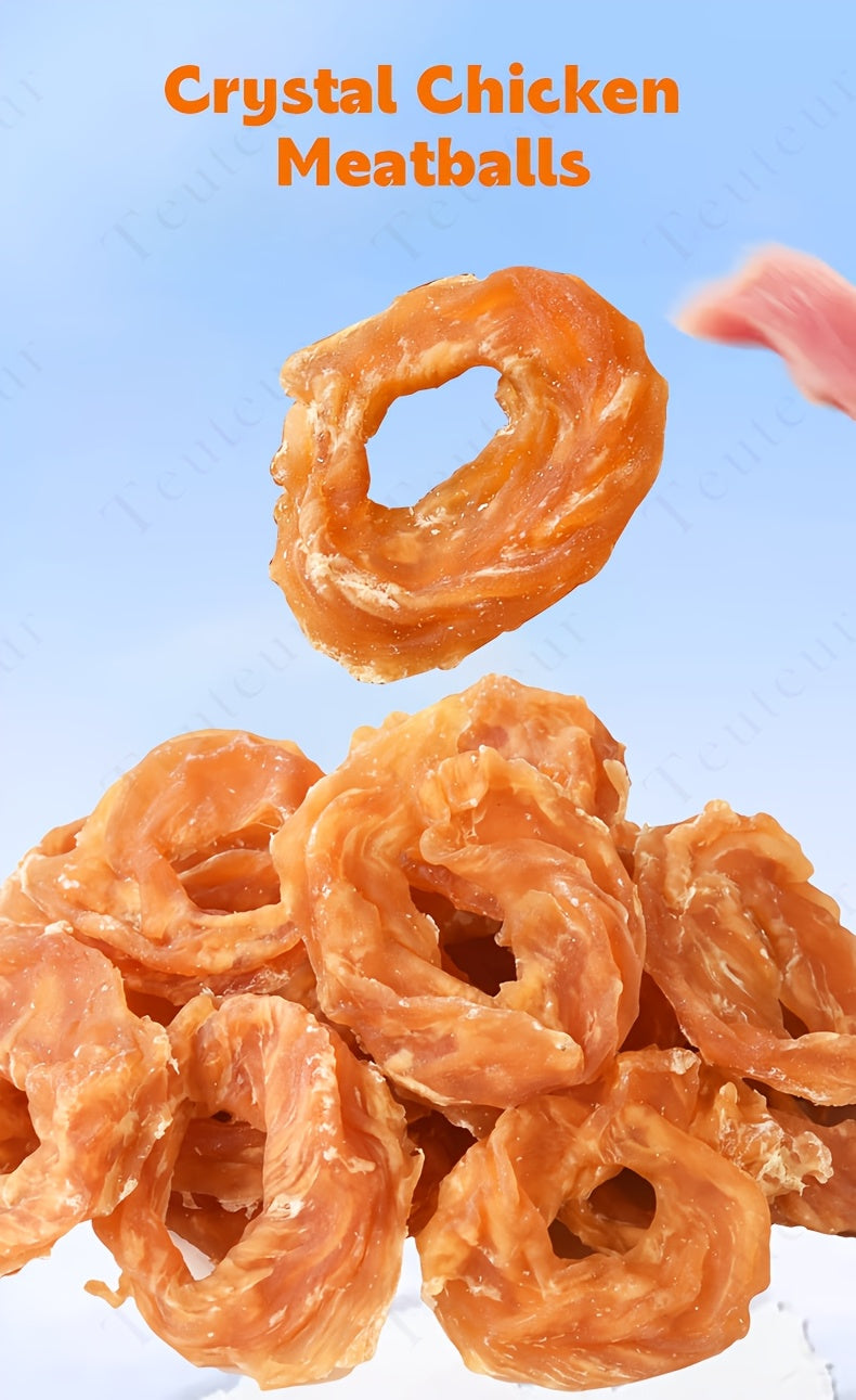 Chicken Jerky Rings for Dogs, 120g Rawhide-Free Grain-Free Chicken Breast Dog Treats for Supervised Training Rewards and Everyday Chewy Snacks