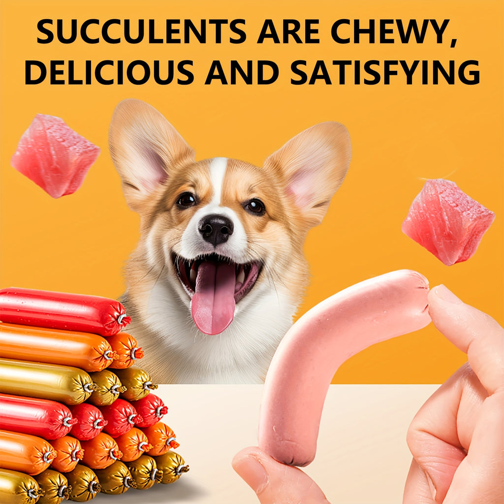 Chicken Flavor Dog Sausage Treats, Soft Snack Sticks in 16 or 32 Piece Options for Small Breed Dogs, Supervised Training Rewards and Treat Time