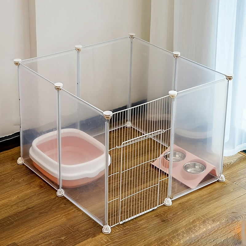 Indoor Pet Playpen with Translucent Panels, Modular Puppy and Rabbit Exercise Fence with 10 or 12 Piece Door Options and 16 Piece Option