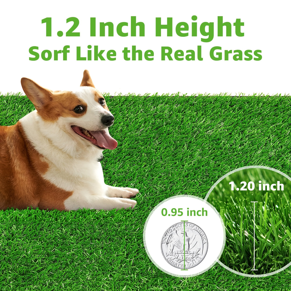 Washable Dog Potty Grass Mats with Drainage Holes and Rubber Backing, Reusable Artificial Turf Pads in Four Sizes for Indoor Training and Outdoor Use