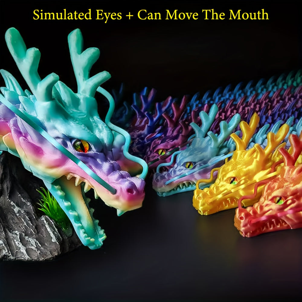 3D Printed Dragon Figurine, Large 88cm Articulated Dragon with Movable Joints and Mouth for Desktop Display, Fantasy Decor and Birthday Gifts