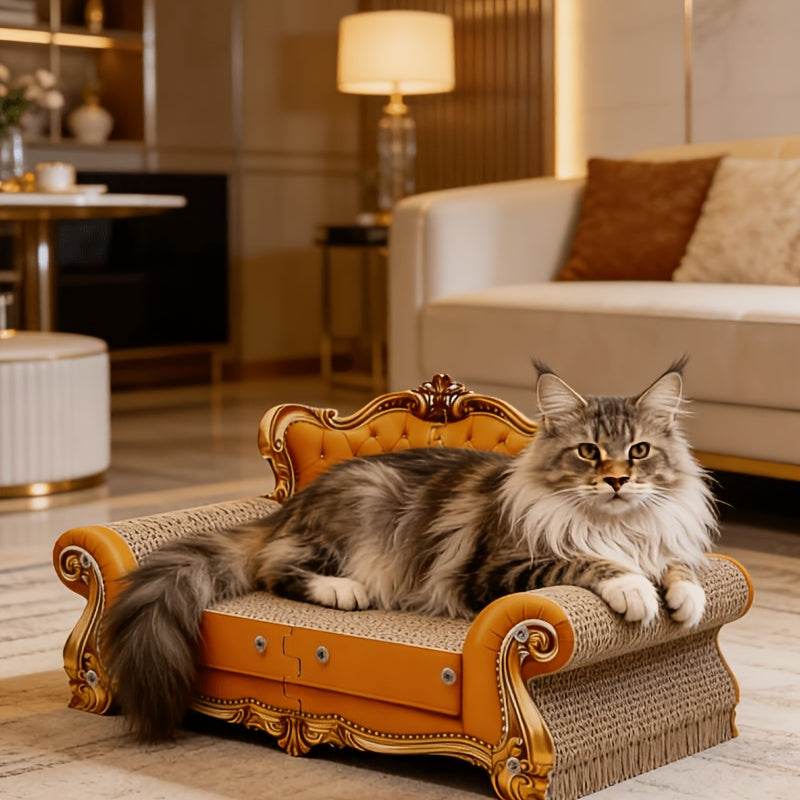 Cat Scratching Pad Sofa, European-Style Cat Lounger and Empress Bed for Indoor Scratching and Rest, Purple Yellow or Green, Big or Small