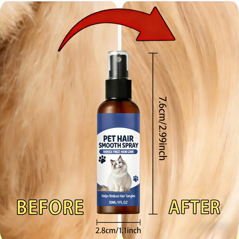 Pet Detangling Spray 30 mL, Fur Smoothing Grooming Spray for Dogs and Cats, Coat Care for Easier Brushing and Everyday Tangle Management