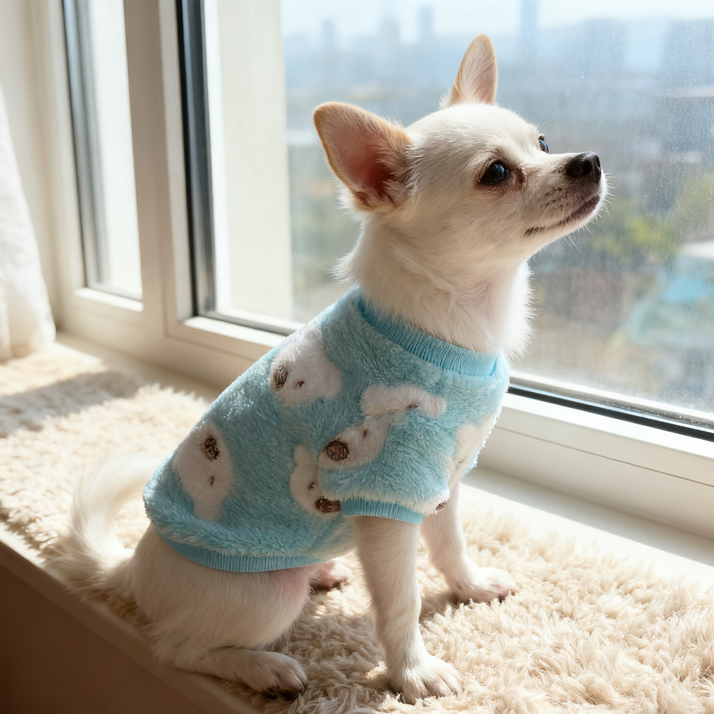 Dog Sweater Hoodie for Small Medium Dogs, Soft Warm Puppy Outfit for Autumn Winter Cold Weather, Cozy Green Pet Clothes for Chihuahua Schnauzer Teddy Bear Dogs, Bear Head and Leopard Print Styles