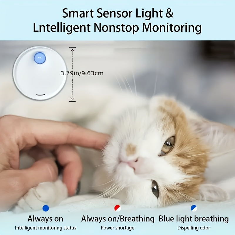 Cat Litter Box Deodorizer with Intelligent Sensor Light, White Automatic Pet Odor Management Device for Cat and Dog Toilet Areas, 1 Piece