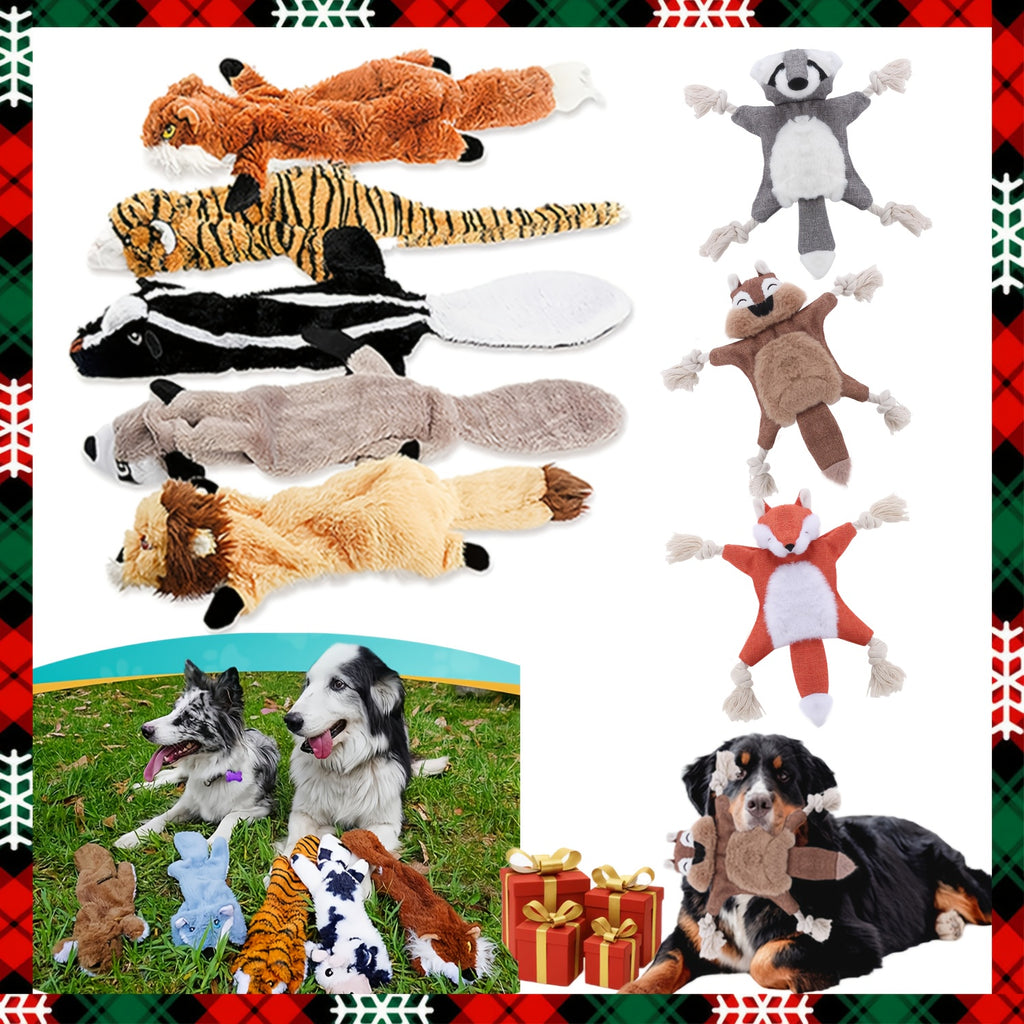 Squeaky Plush Dog Toy Assortment, 10-Piece or 4-Piece Random Animal Set for Supervised Gentle Chewing, Interactive Games and Puppy Playtime