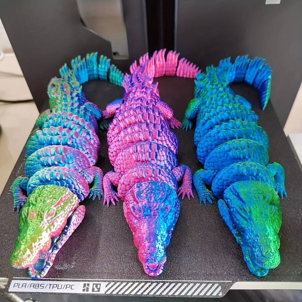 Crocodile Figurine Set 2 Pieces, 3D Printed Reptile Ornaments with Detailed Scales for Collectible Displays, Nature-Themed Shelves and Learning Scenes