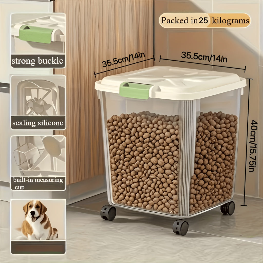 Pet Food Storage Bin with Locking Lid and Scoop, Airtight Dry Dog and Cat Food Container in 6.6 to 55.12 lb Options for Kitchen Pantry Organization