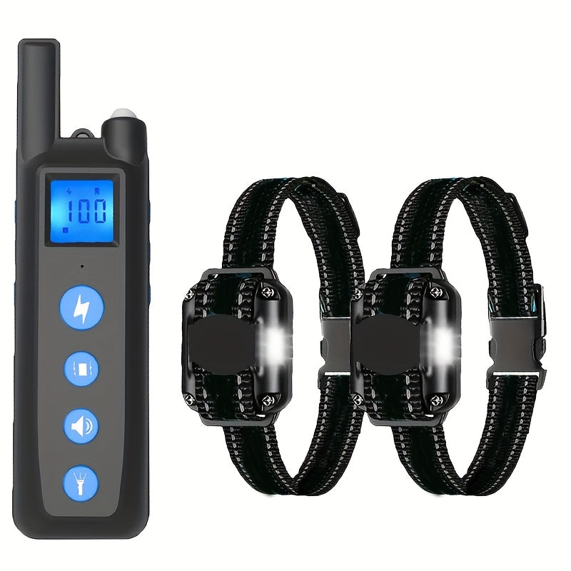 Dog Training Collar Set 3000ft with Remote, Adjustable Nylon Strap, Beep, Vibration, Static Stimulation and Light, 1 to 3 Collar Options