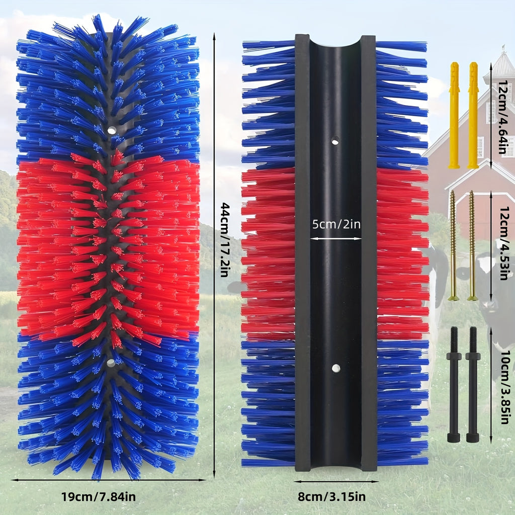 Horse Grooming Scratcher Set for Cattle and Livestock, 2 or 4 Pieces with Rounded Edges and Screws, Color Options and Selected Cleaning Brush Bundles