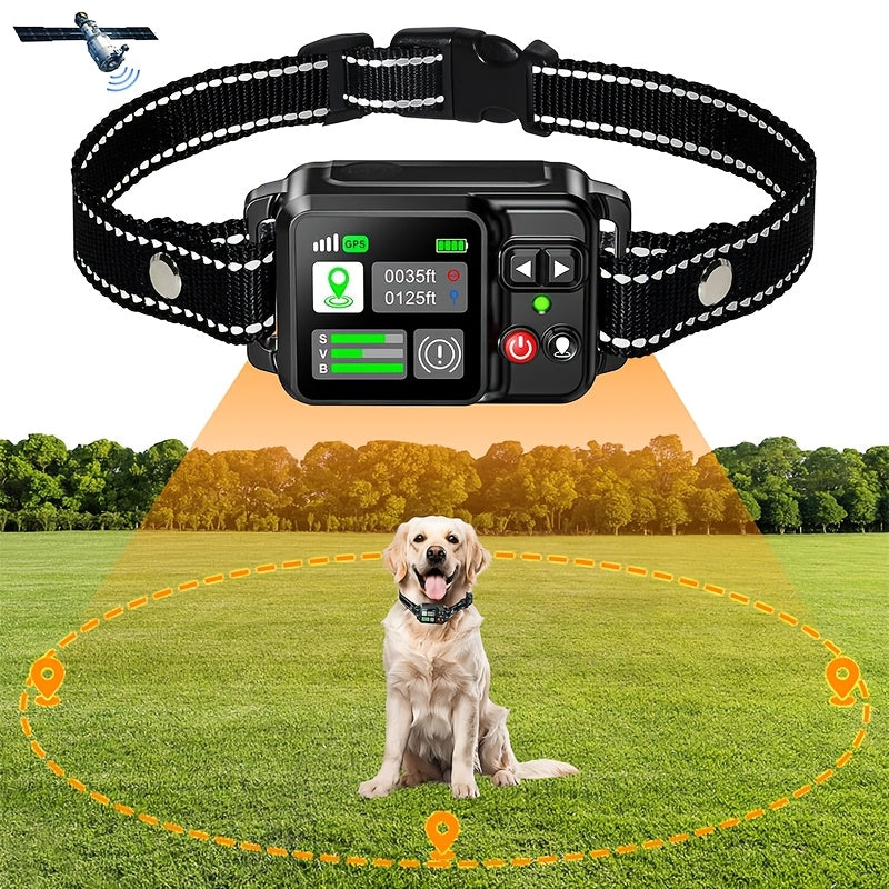 GPS Dog Fence System with No Subscription, Rechargeable Wireless Boundary Collar with 3 Training Modes for Medium and Large Dogs, Black or Orange
