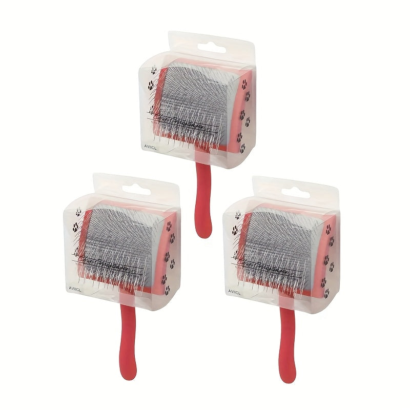 Long Pin Dog Slicker Brush 3-Pack, Stainless Steel Grooming Brushes for Large Dogs, Thick Coats, Loose Fur and Everyday Detangling in Multi-Dog Homes