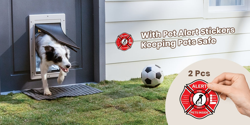 Dog Door with Double Magnetic Flaps and Closing Panel, Black Reinforced Polymer Pet Entry for Interior or Exterior Doors and Compatible Wall Installations
