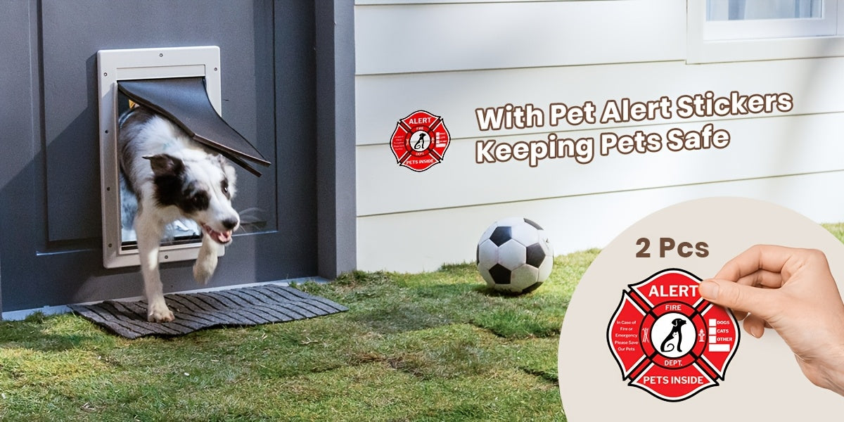 Dog Door with Double Magnetic Flaps and Closing Panel, Black Reinforced Polymer Pet Entry for Interior or Exterior Doors and Compatible Wall Installations