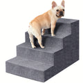 High Density Foam Dog Stairs, Gray 4-Step Pet Steps with Non-Slip Bottom for Small Dogs and Cats to Access Beds, Couches and Sofas