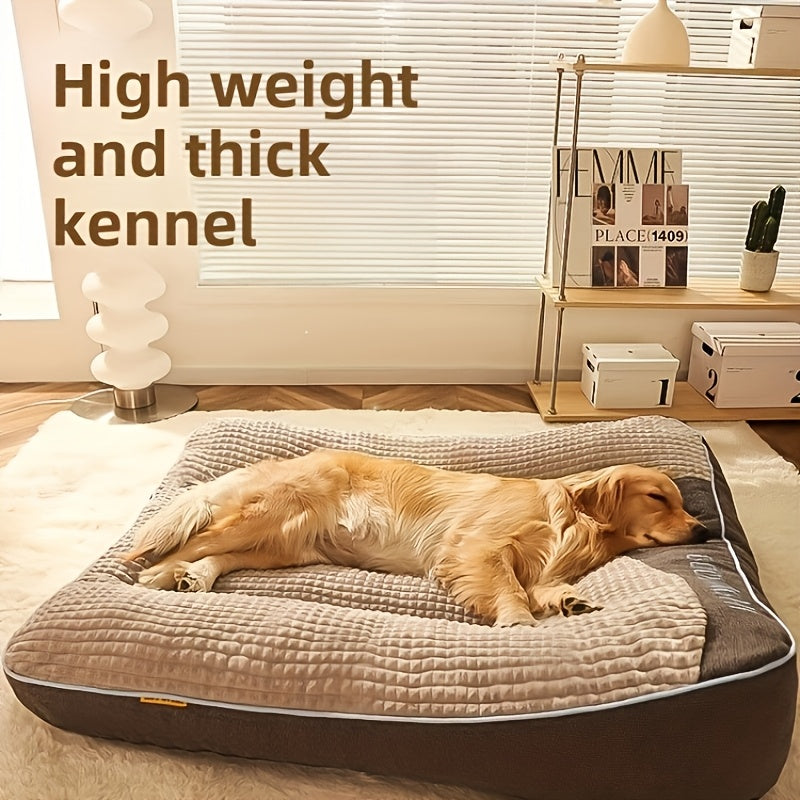 Thickened Dog Bed in Grey, Washable Non-Removable Pet Sleeping Bed for Cats and Small to Large Dogs, Four Sizes for Cozy Fall and Winter Rest