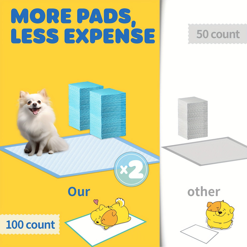 Dog Pee Pads in Blue, 100 Count XL 34 x 28 Inch Disposable Puppy Potty Training Pads with Absorbency, Leak Protection and Odor Control for Indoor Use