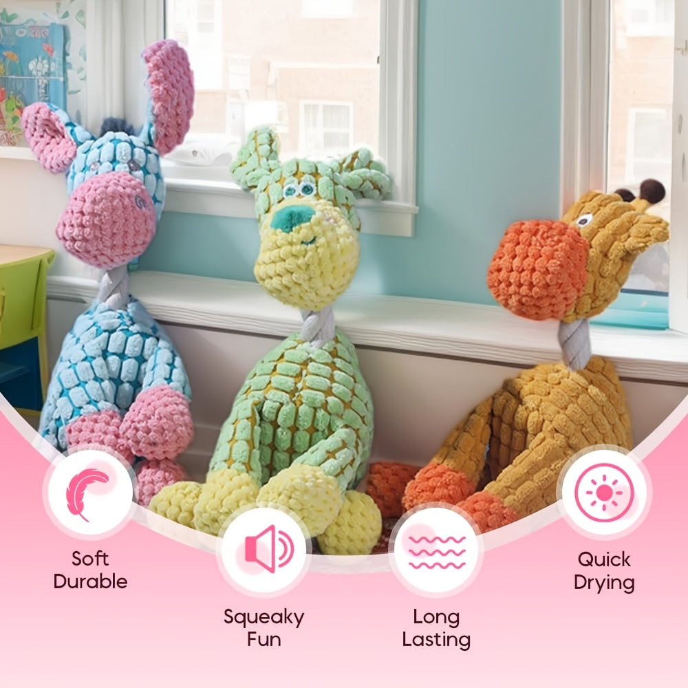 Plush Squeaky Dog Toy Pack for Small Dogs and Puppies, 2 or 3 Piece Pet Play Set for Supervised Gentle Chewing and Everyday Interactive Play
