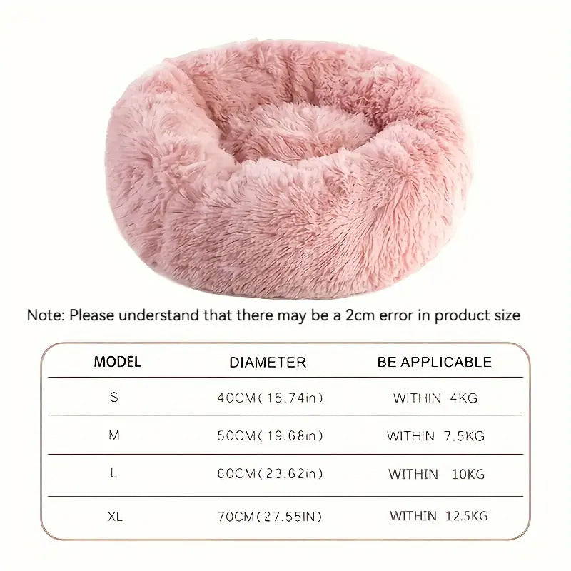 Soft Circular Cat Bed in Pink or White, All-Season Pet Sleeping Nest for Cats and Small Dogs, S M L Size Options for Everyday Home Lounging
