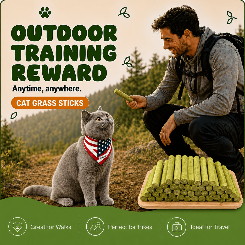 Crunchy Cat Treat Sticks with Chicken and Cat Grass, 2.93 oz Freeze-Dried Cat Snacks for Indoor Cats, Training Rewards and Food Topping
