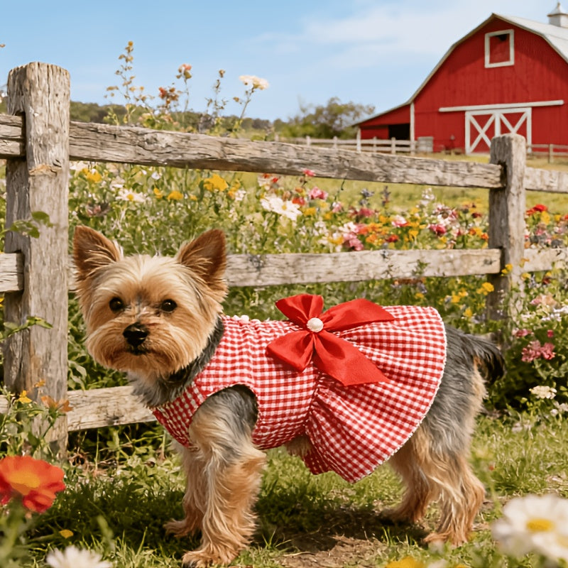 Striped Pet Dress Set, 5-Piece Bow Princess Dresses for Small and Medium Dogs and Cats, Five Colors for Dress-Up and Photos, XS–XXL