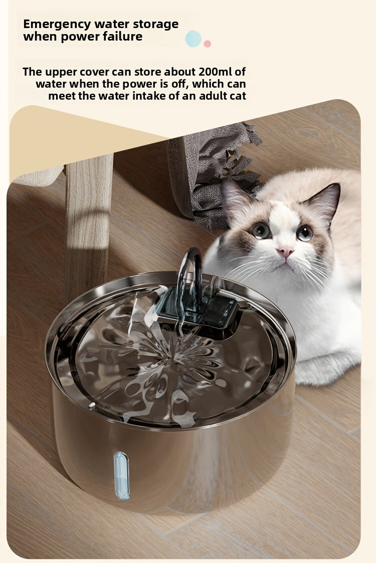 Dog Water Fountain FT007 7L, Stainless Steel USB Powered Pet Drinking Dispenser with Water Level Window and Filtration for Cats and Multi-Pet Homes