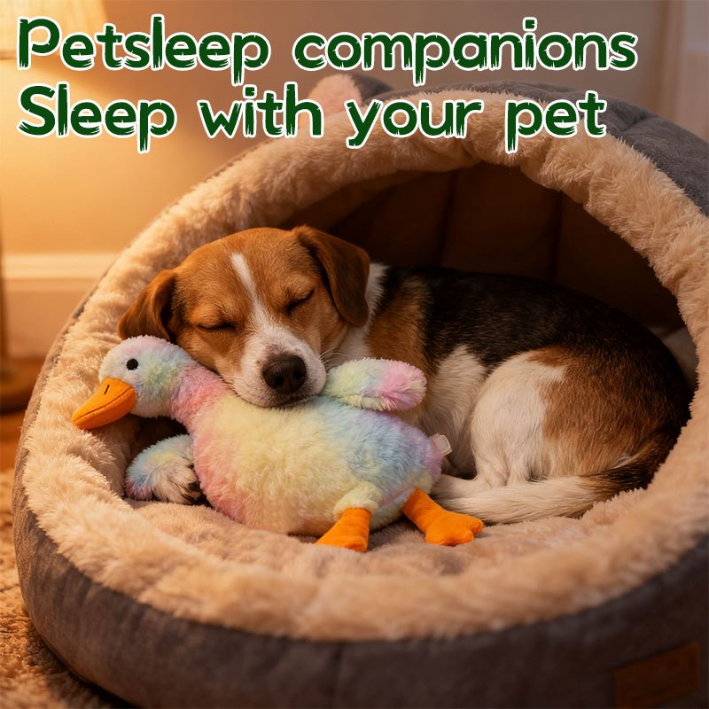 Plush Goose Dog Toy with Embroidered Eyes, 50 cm Soft Washable Pet Companion for Gentle Indoor Play, Multicolor, White or Gray
