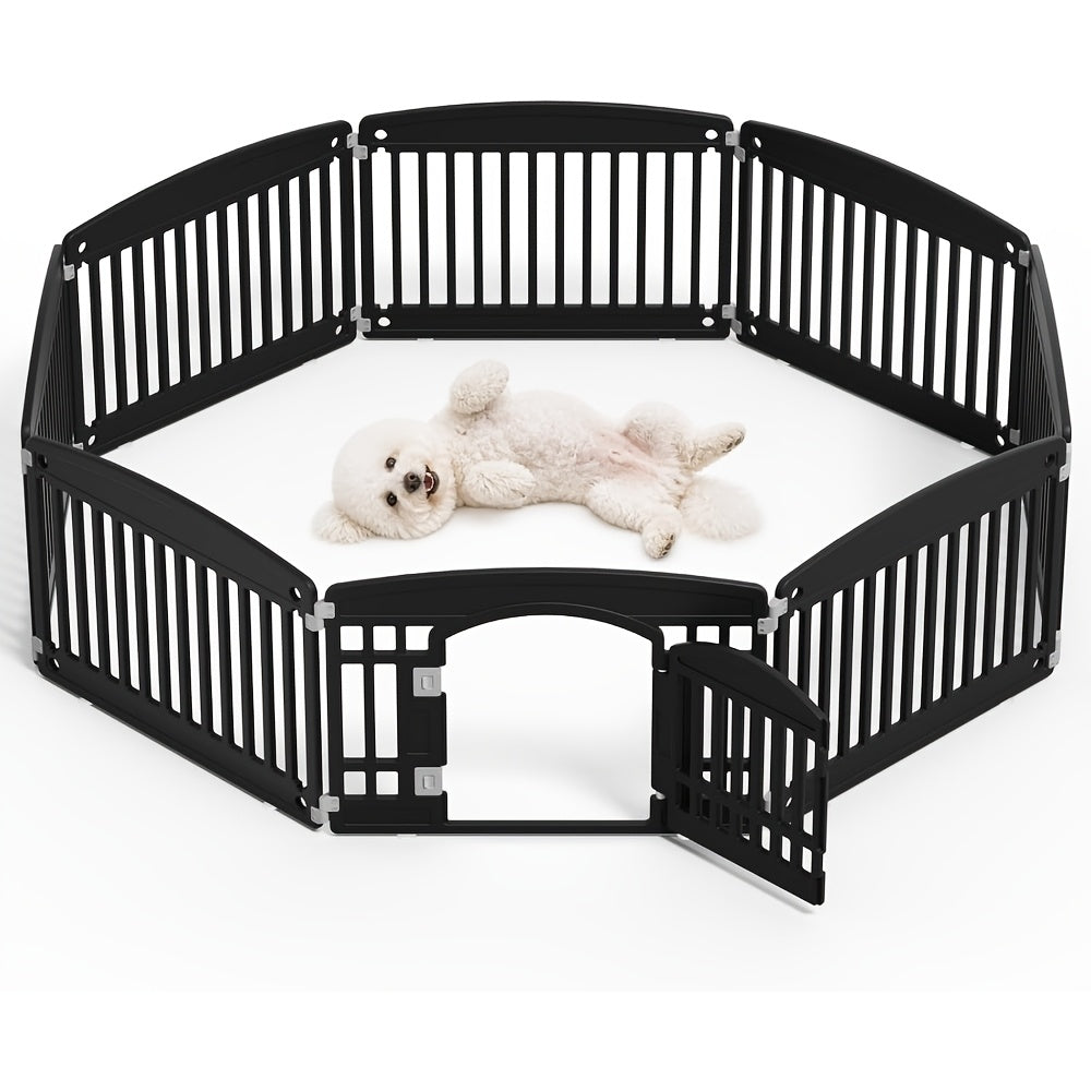 Plastic Dog Playpen with Locking Door, Expandable Puppy Exercise Pen for Small and Medium Dogs, Indoor Outdoor Use with 4, 6 or 8 Panel Options