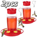 Hummingbird Feeders for Outdoors Hanging, 2-Pack Red 20 oz Nectar Feeders with Ant Moat, Six Flower Feeding Ports and Circular Perch