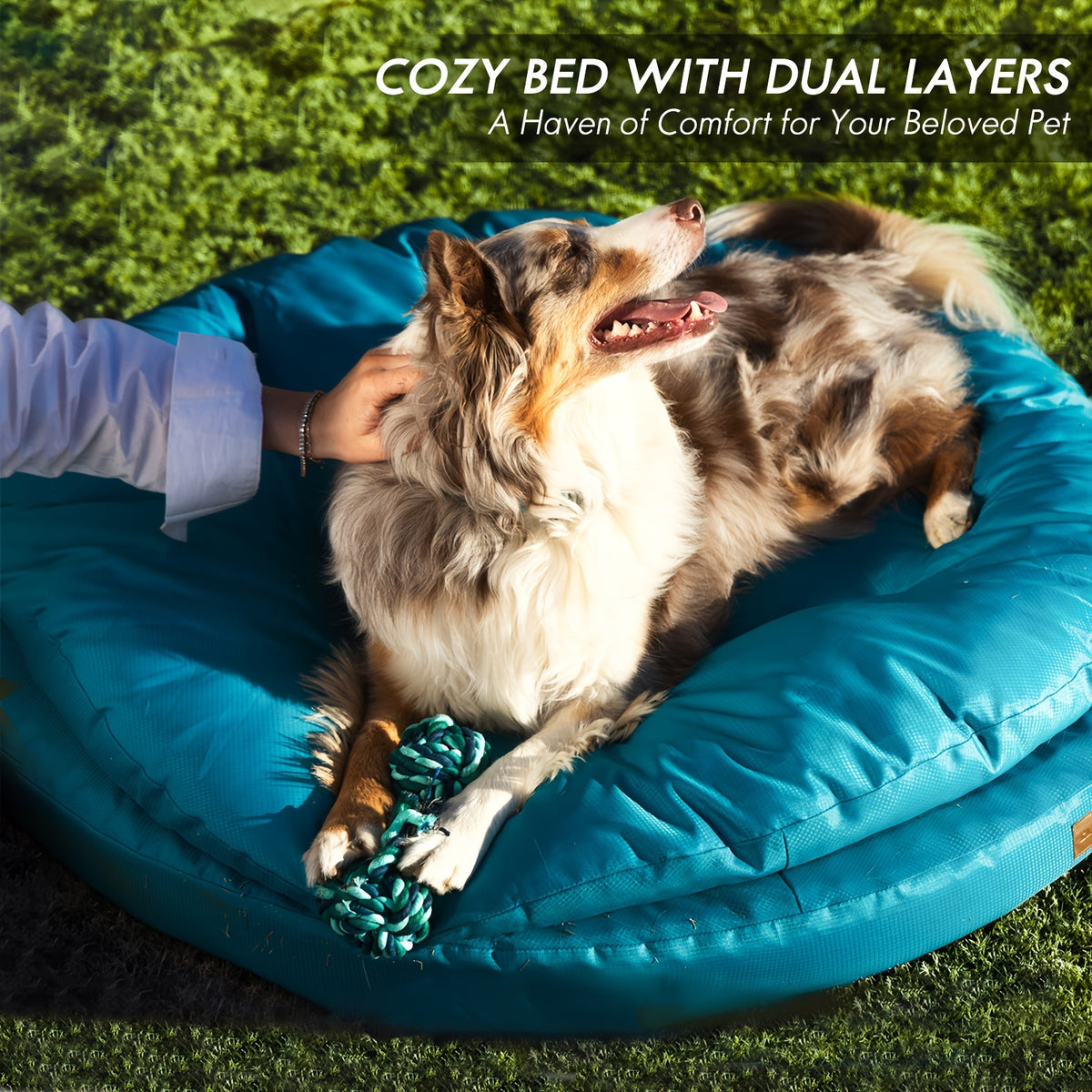 Round Orthopedic Dog Bed for Large Dogs, Dual-Layer Pet Lounger with Washable Cover and Non-Slip Bottom, 36 or 42 Inch in Two Colors