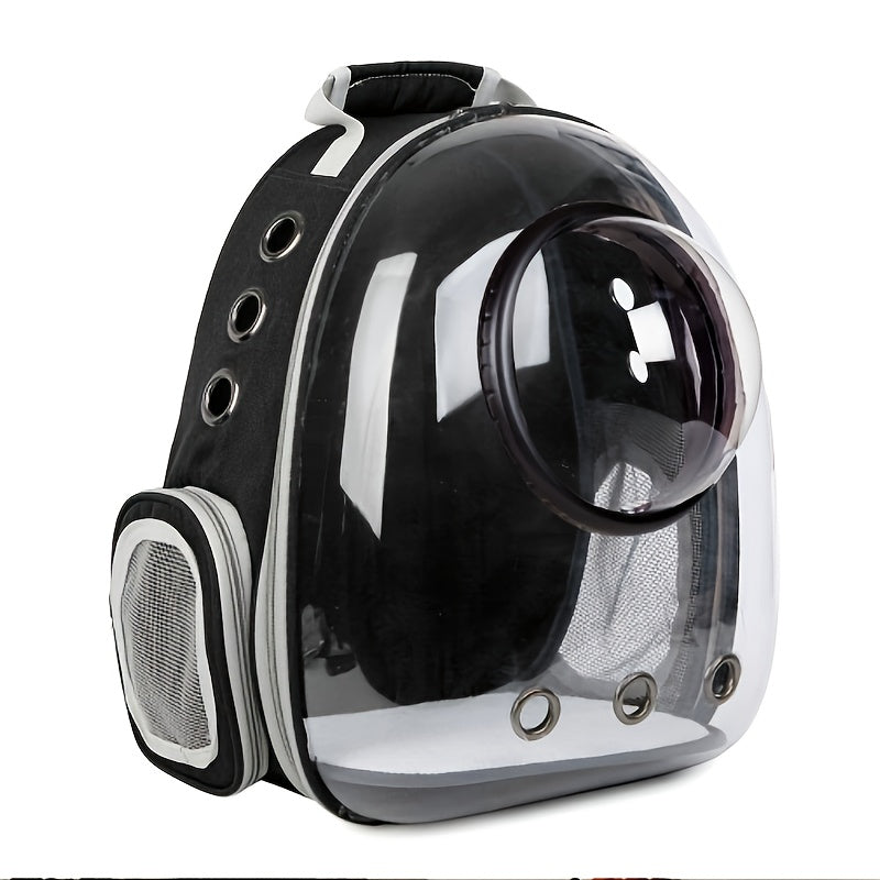 Cat Backpack Carrier in Black, Space Capsule Double Shoulder Pet Travel Bag with Black Transparent Model A Option for Everyday Outings