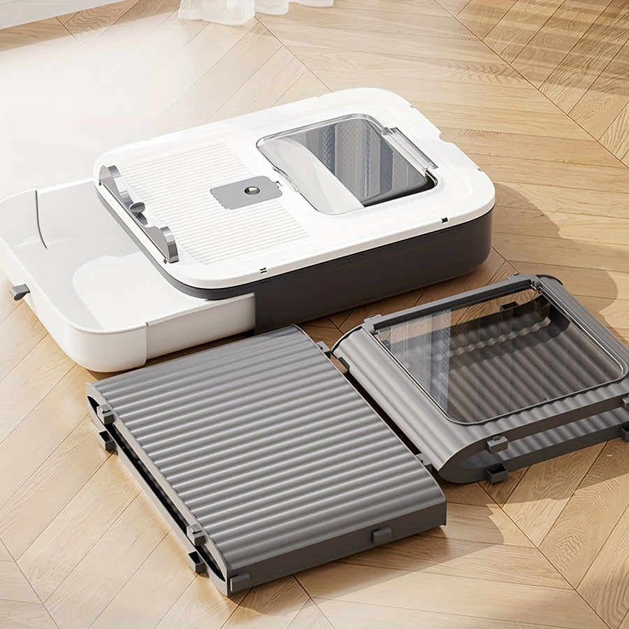 Cat Litter Box Kit with Foldable Large-Capacity Design, Tray, Scoop, Deodorizer Pack and Trash Bag for Indoor Cat Potty Care