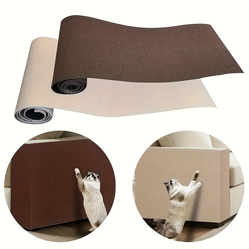 Polyester Cat Scratching Mat with Self-Adhesive Backing, Felt Scratcher Surface for Indoor Cat Activity Areas, Two Sizes and Five Neutral Color Choices