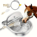 Automatic Livestock Water Bowl 3L, 304 Stainless Steel Drinking Waterer Kit with Pipe, Valve and Quick Connector for Cattle, Horses, Goats and Pigs